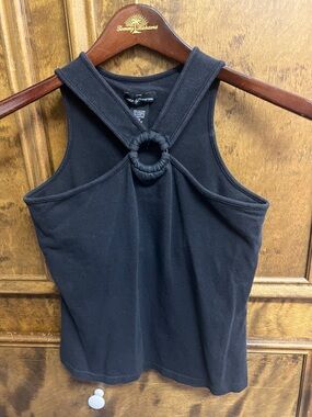 Moda International Black Ring-Detail Tank Top